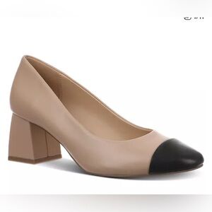 ON 34th Elegant Tan and Black Women's Block Heel Shoes size 11